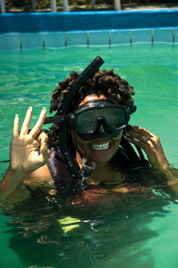 In the pool